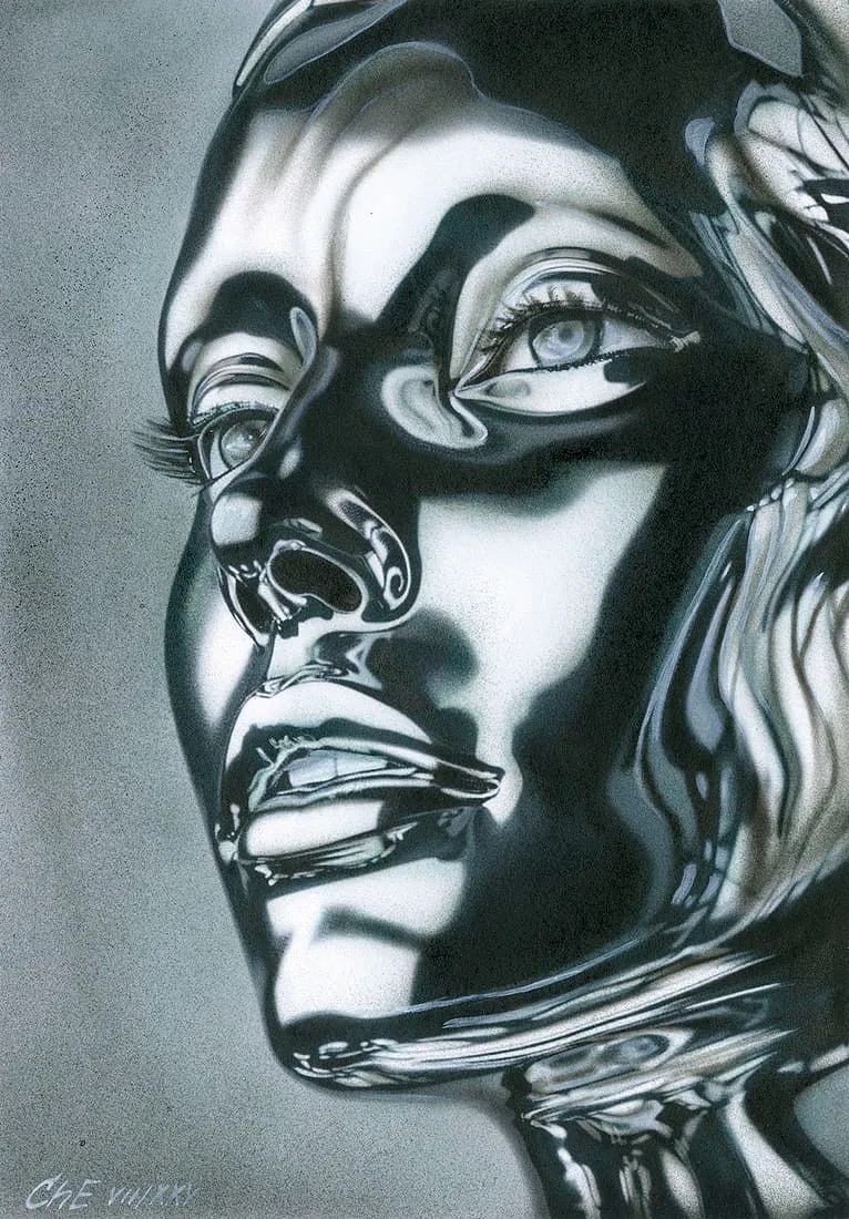 Evgeniy Chunikhin Acrylic Painting - Steel-faced women by Evgeniy Chunikhin (alt spellings Yevgeniy Chunikhin, Evgeny Chunikhin) (Ukraine, b.1976)